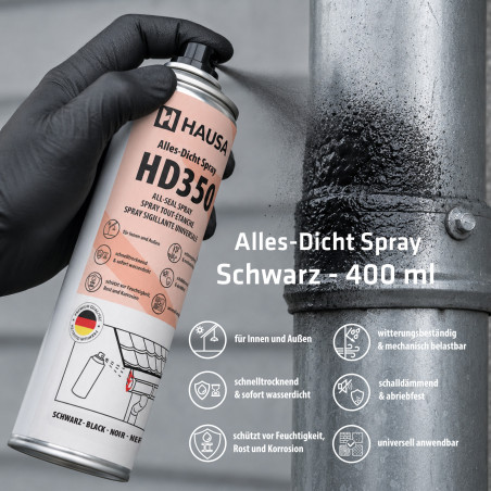 Hausa Alles-Dicht Spray HD350 Schwarz 2x 400ml