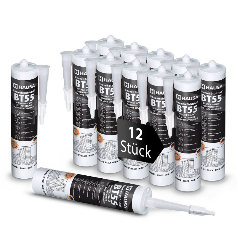 Hausa Bitumen Dichtstoff BT55 Schwarz 12x 300ml