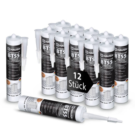 Hausa Bitumen Dichtstoff BT55 Schwarz 12x 300ml