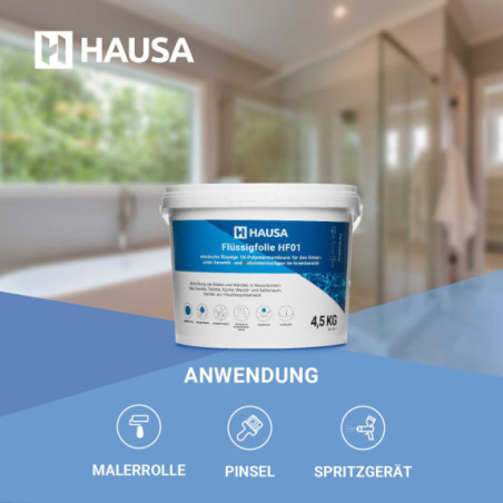 Flüssigfolie HAUSA Dichtfolie für Bad Dusche Küche 4,5kg bis 4,5m²