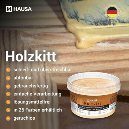 Holzkitt HAUSA 1 kg Grau Holzspachtelmasse Kitt für Holz