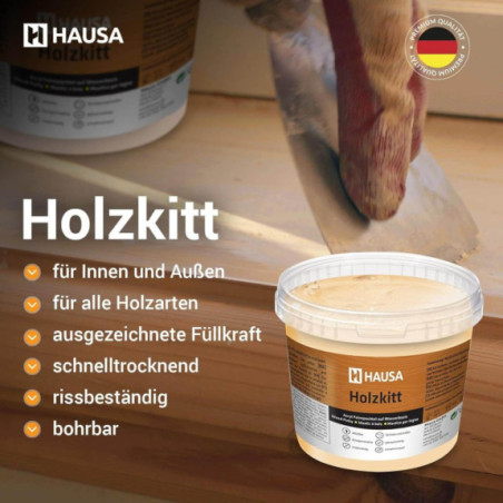 Holzkitt HAUSA 1 kg Nussbaum Holzspachtelmasse Kitt für Holz