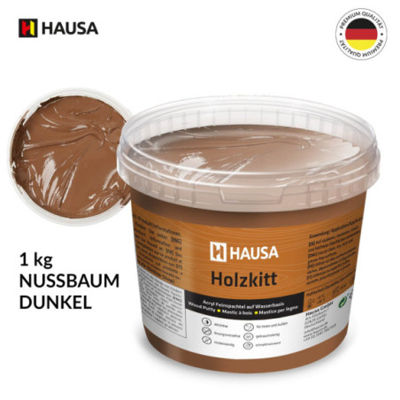 Holzkitt HAUSA 1 kg Nussbaum Dunkel Holzspachtelmasse Kitt für Holz