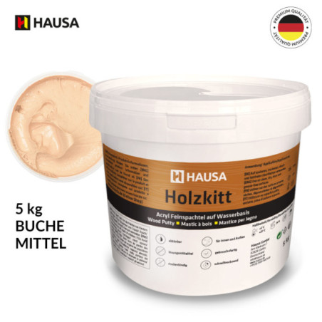 Holzkitt HAUSA 5 kg Buche Mittel Holzspachtelmasse Kitt für Holz